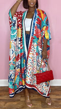 Ethnic Graphic Floral Printed Kimono