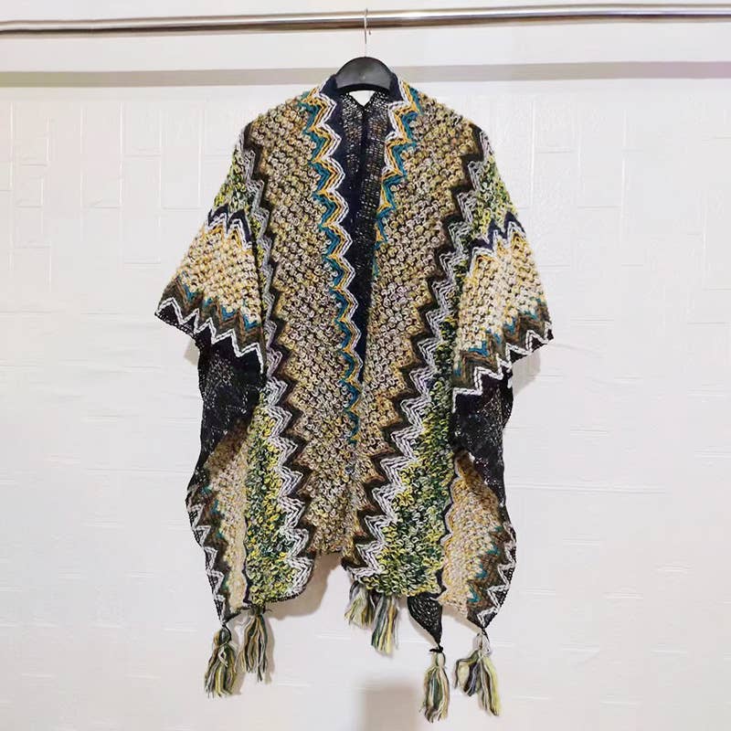 Western Colorful Pop stripe Crochet Cardigan kimono shawl