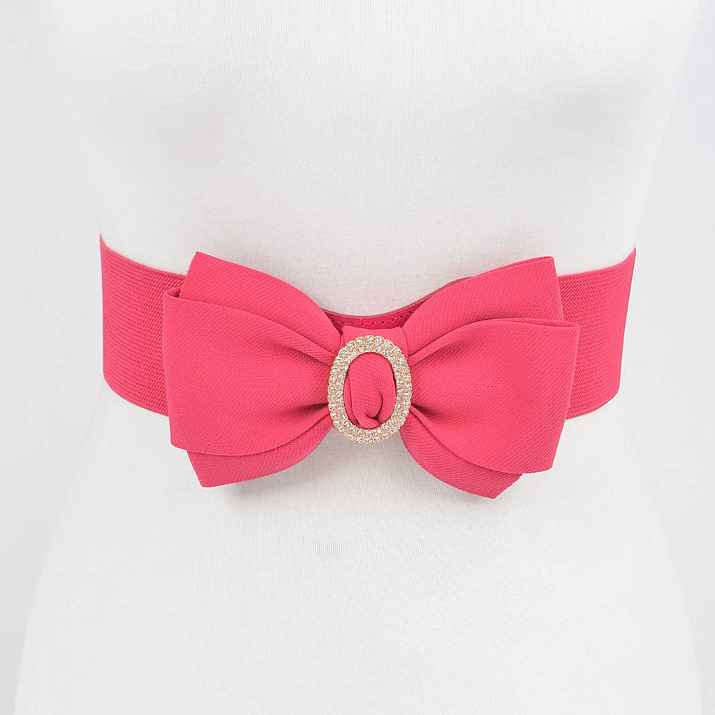 Rhinestone Bow Buckle Stretch Belt