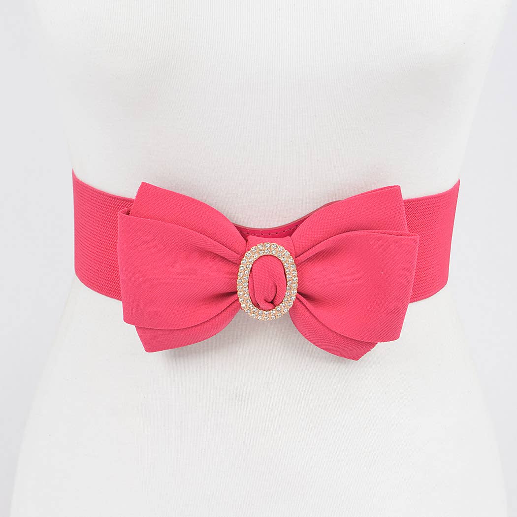 Rhinestone Bow Buckle Stretch Belt