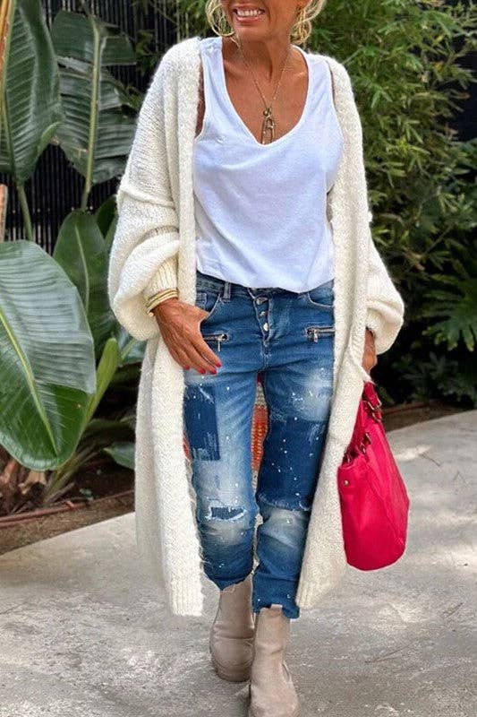 Love & Peace Exposed Seam Knit Sweater Long Cardigan