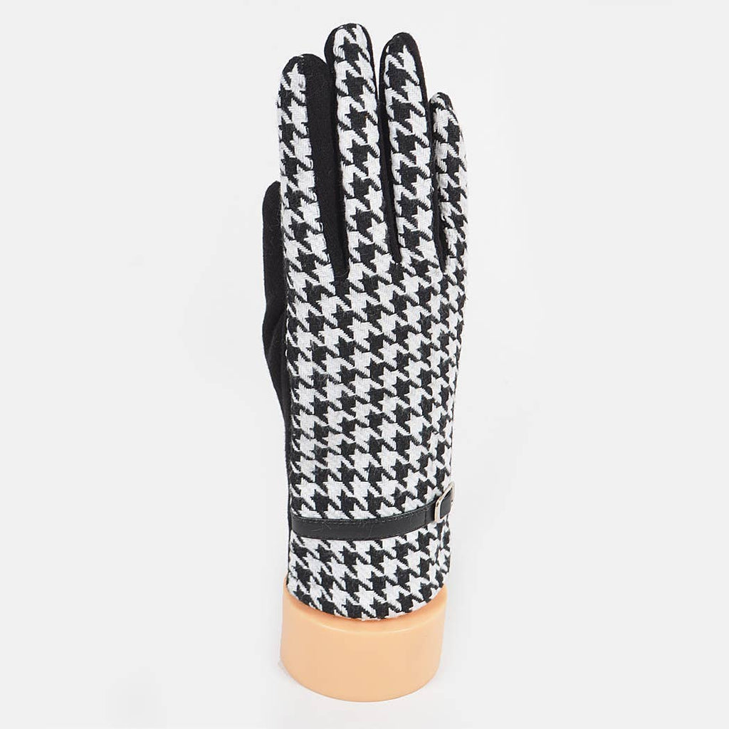 * Houndstooth Print Gloves