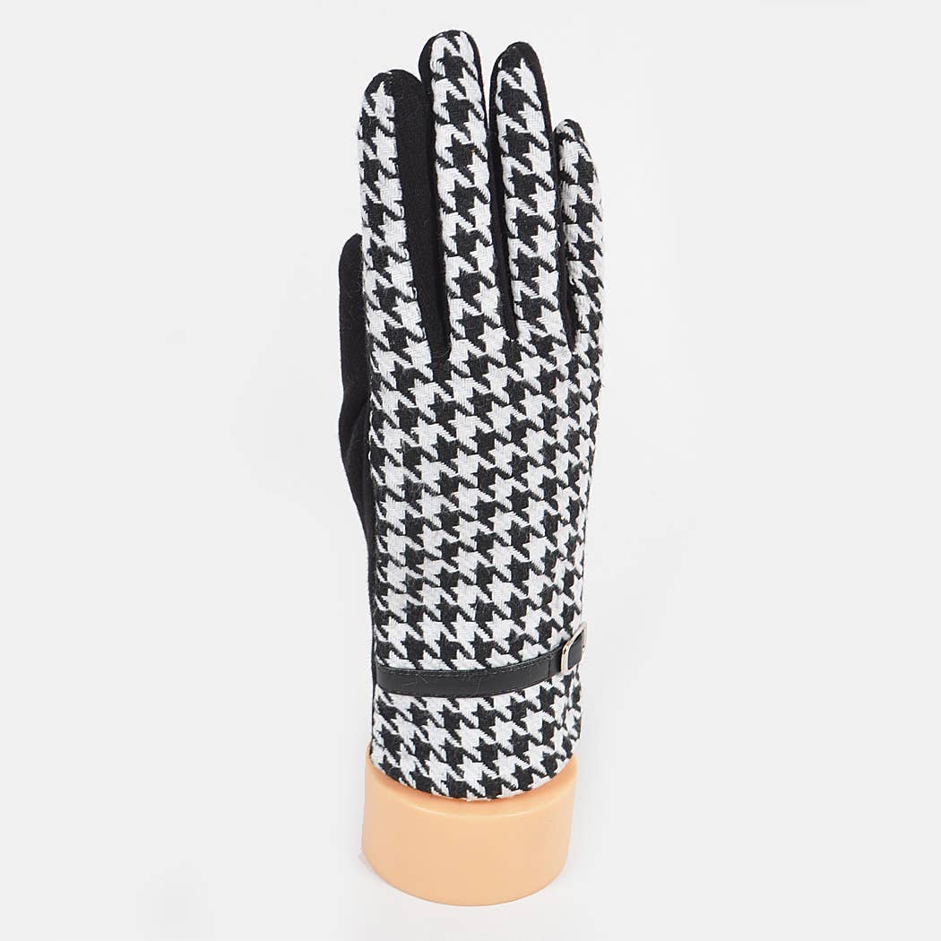 * Houndstooth Print Gloves