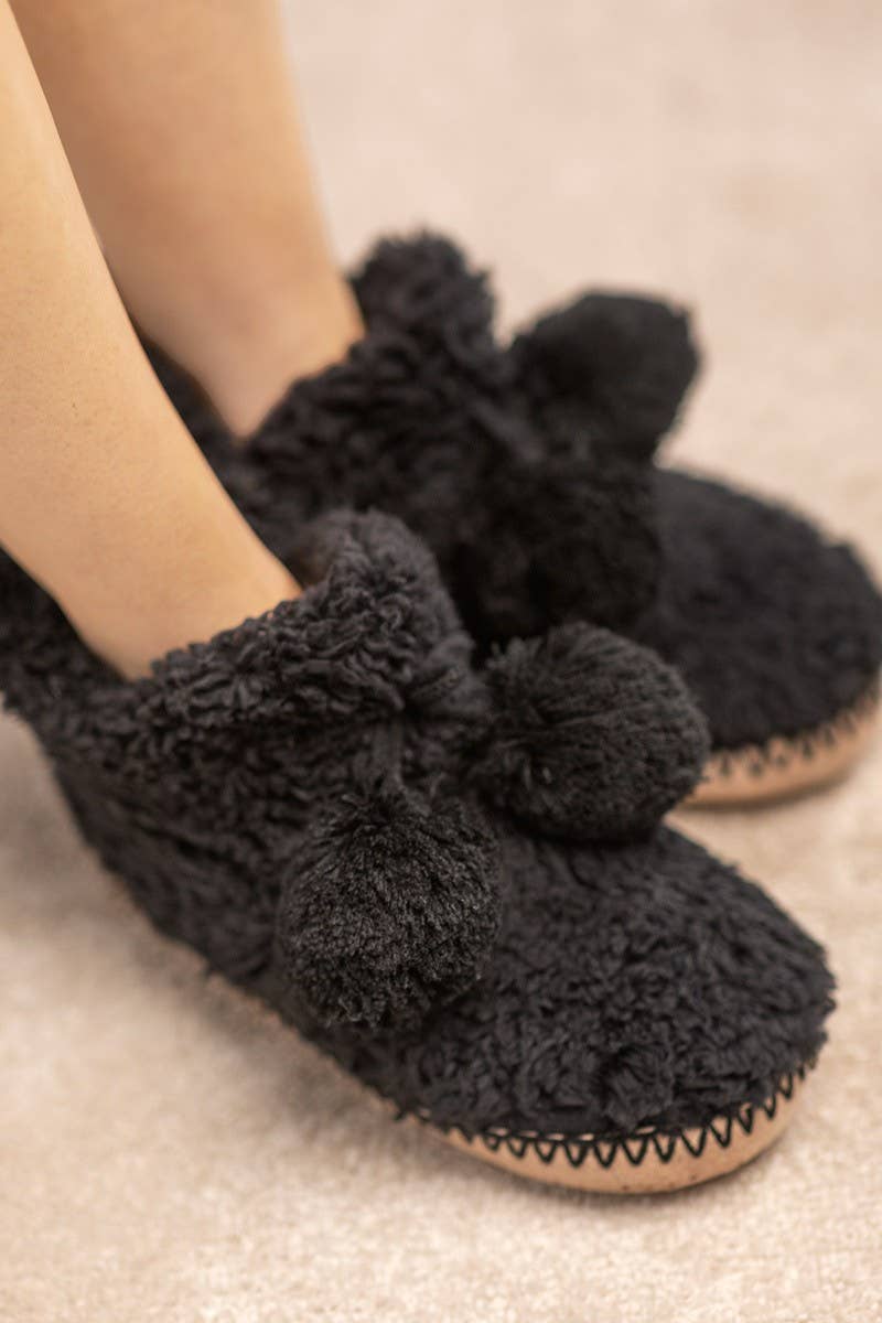 Cozy Booties Slipper with Ball Accent