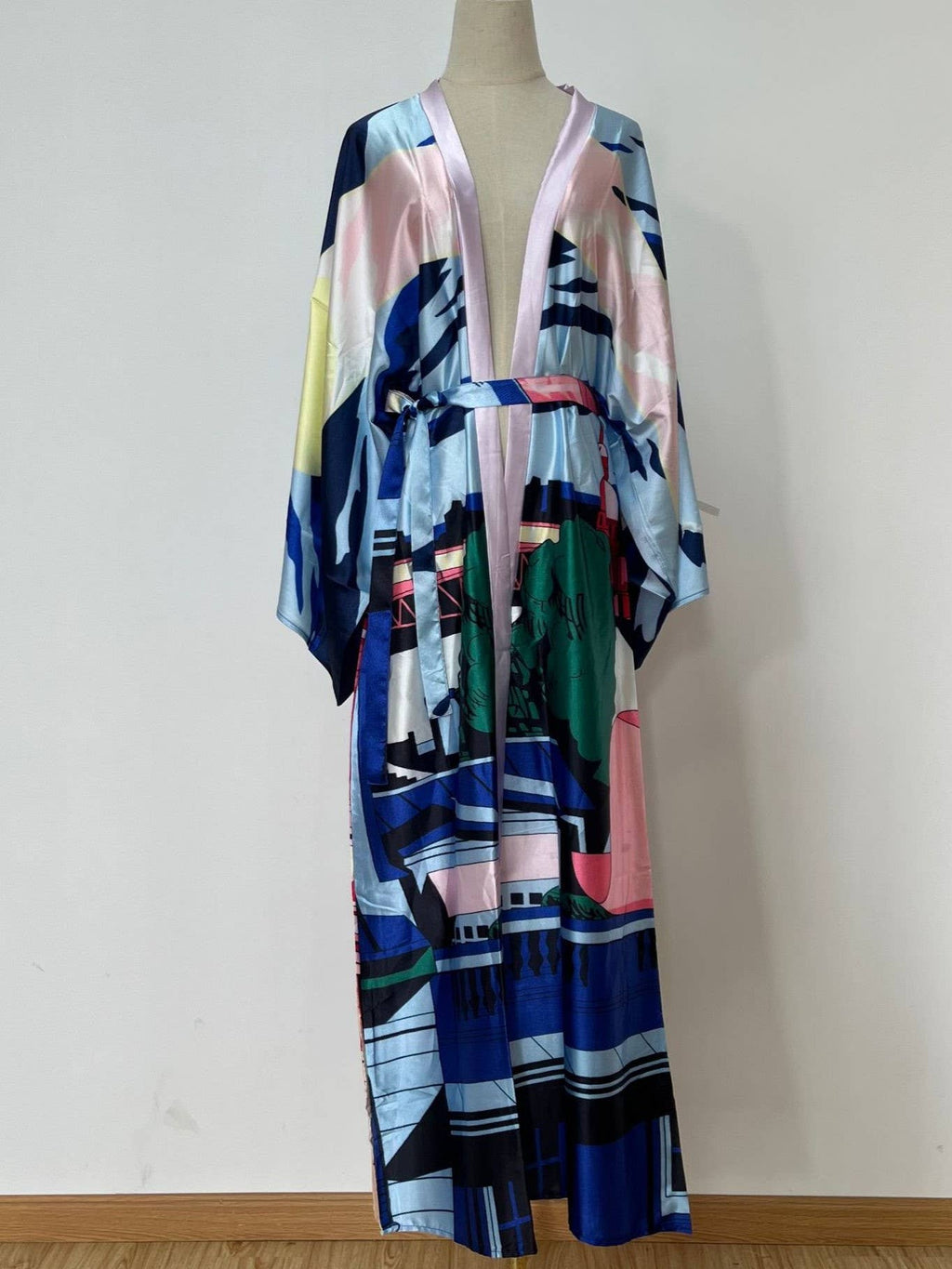 Satin Ethnic Multi Floral Printed Kimono 10 Colors