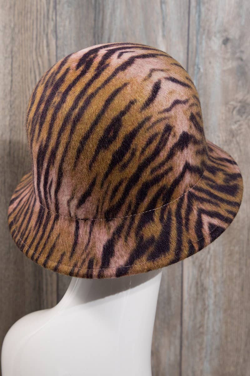 100 percent Wool Bell-shape Animal Print Hat