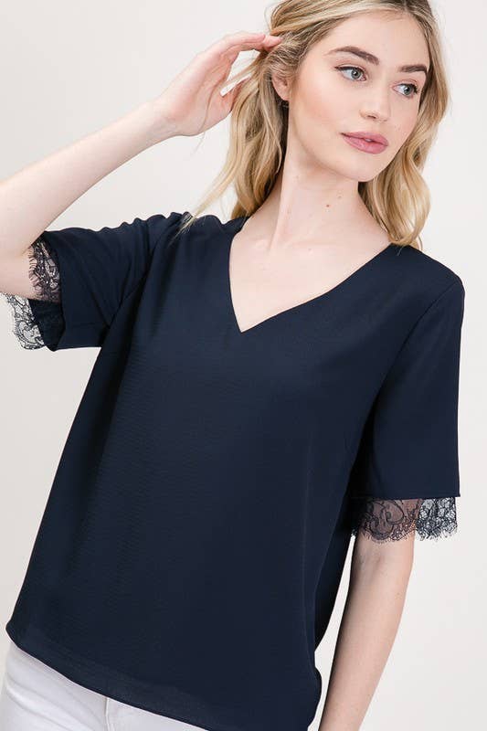 Chic Short Sleeve Lace Blouse 5016IMT