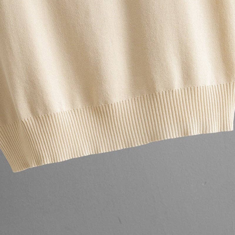 V Neck Solid Knit Tank Top High Waist Wide Leg Set