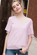Chic Short Sleeve Lace Blouse 5016IMT