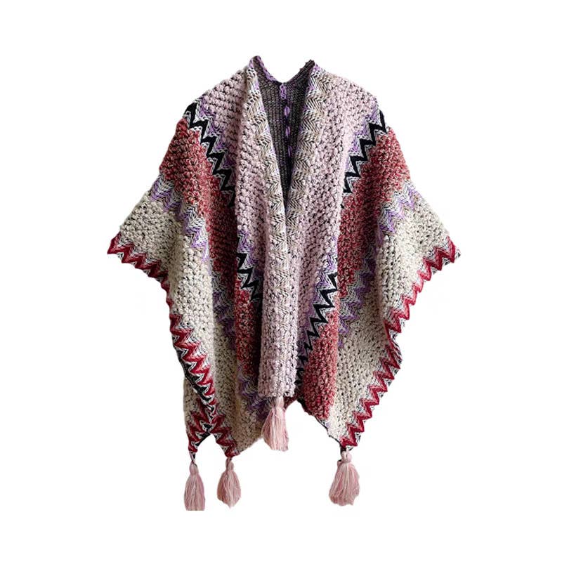 Western Colorful Pop stripe Crochet Cardigan kimono shawl