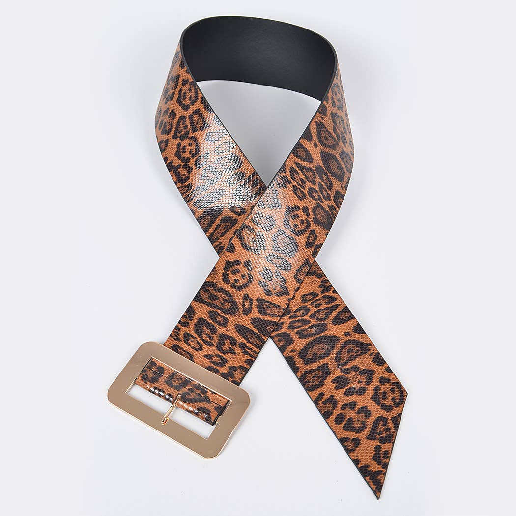 Simple Buckle Faux Leo Plus Size Belt