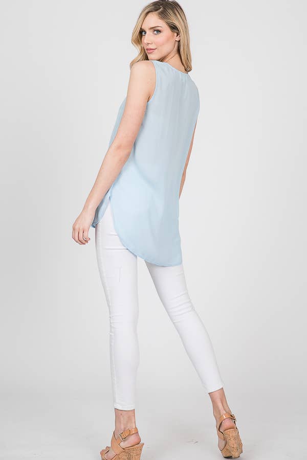 Light Blue Sheer Sleeveless Tank Top 5014IMT