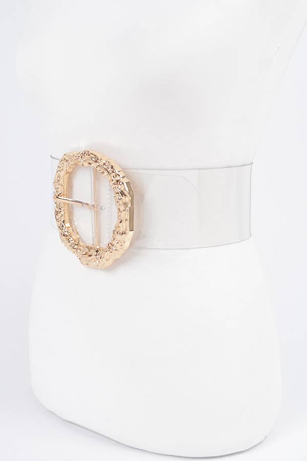 Big Vintage Round Metal Buckle Clear Plus Size Belt
