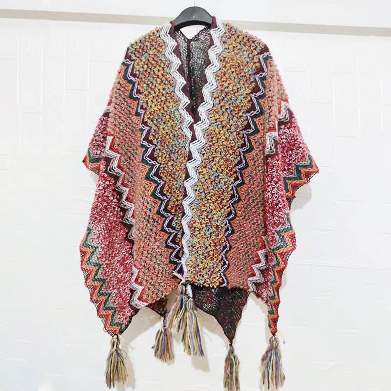 Western Colorful Pop stripe Crochet Cardigan kimono shawl