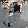 Knitted Cardigan, Vest, And Pants Set