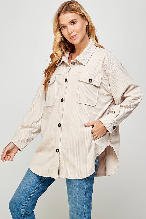 Corduroy Shacket with Pockets 5195XJK