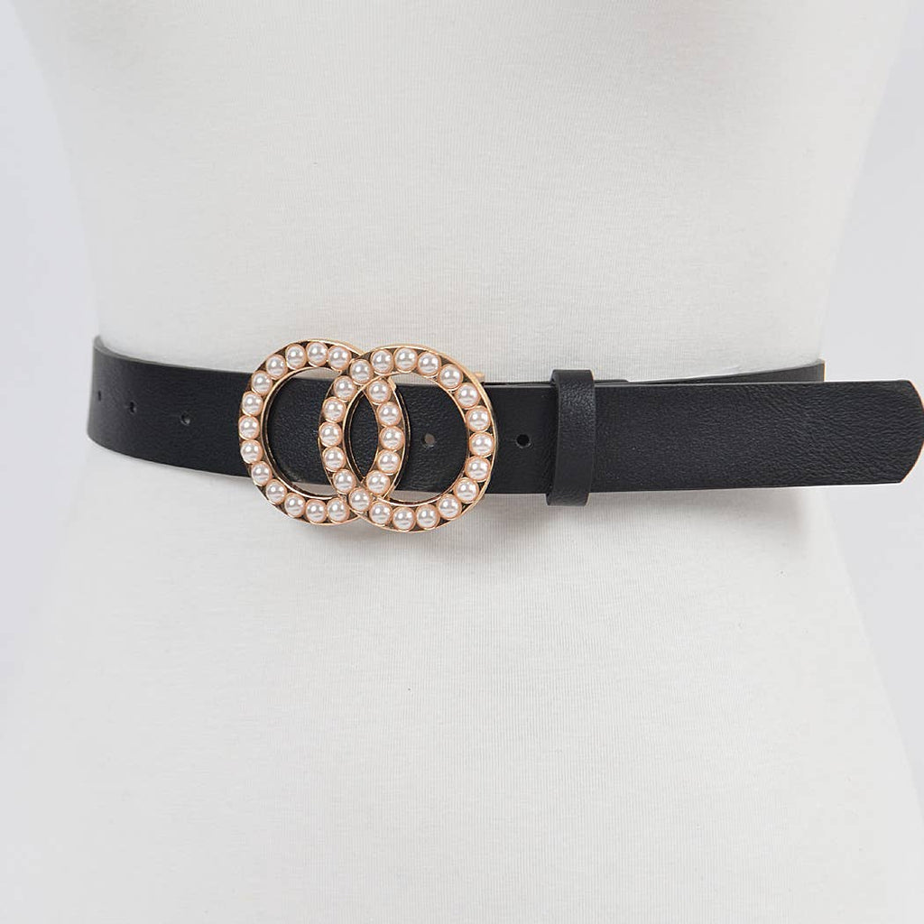 Double Loop Pearl Buckle Belt