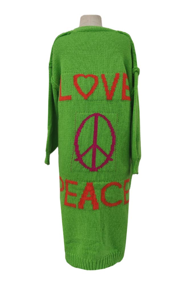 Love & Peace Exposed Seam Knit Sweater Long Cardigan