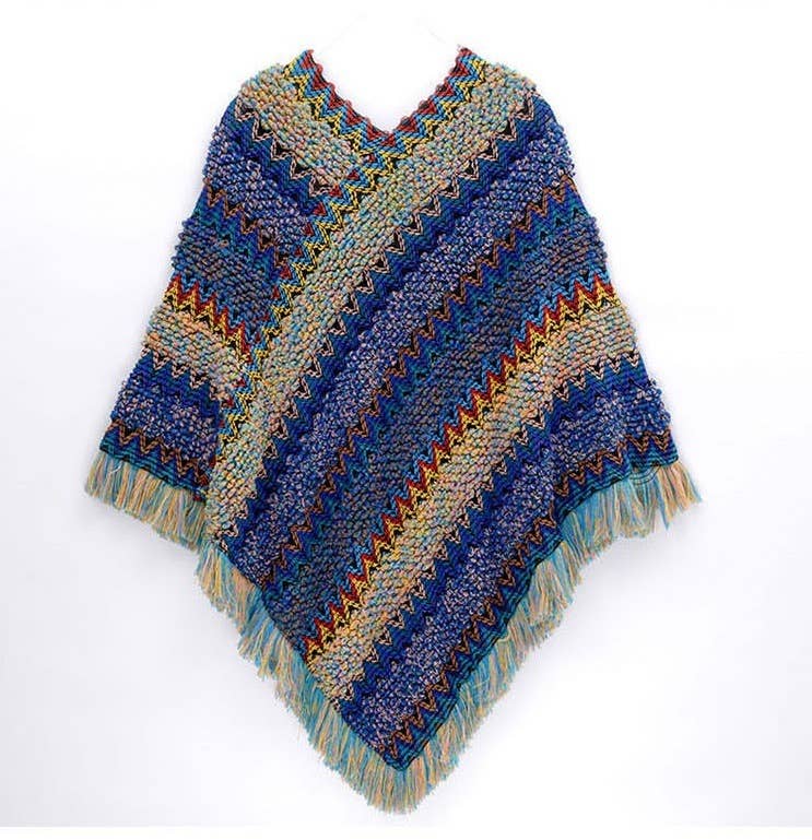 Western Colorful Crochet Patterned kimono shawl