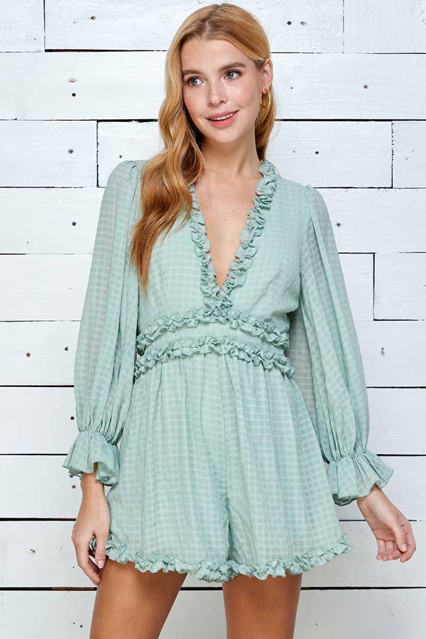 Ruffle Detail Open Back Women's Romper 5117IMR