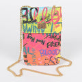 Quilted Multi Graffiti Cellphone Bag