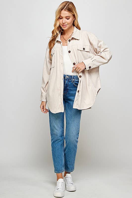 Corduroy Oversized Jacket with Pockets
