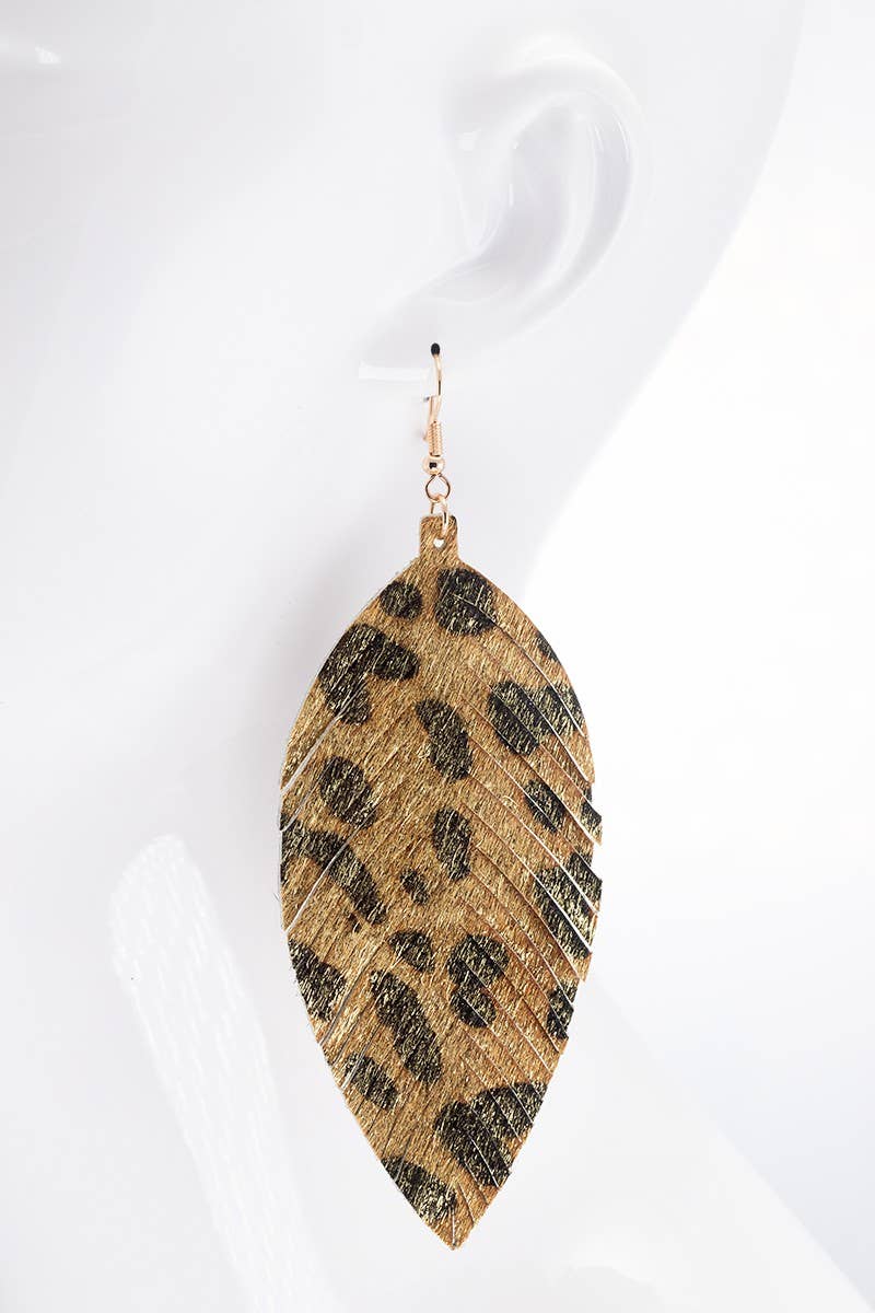 Animal Print Genuine Leather Earrings