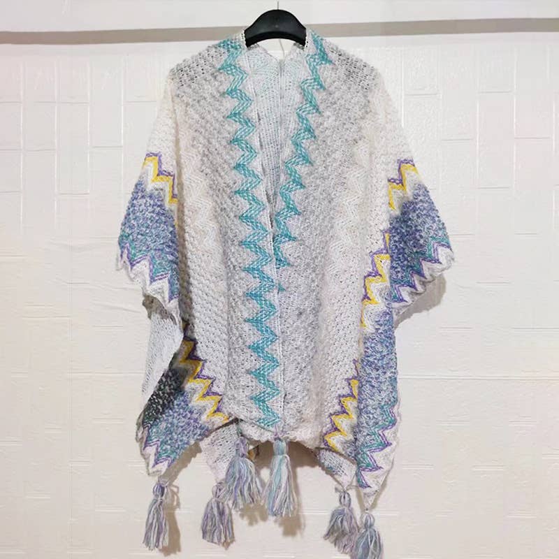 Western Colorful Pop stripe Crochet Cardigan kimono shawl