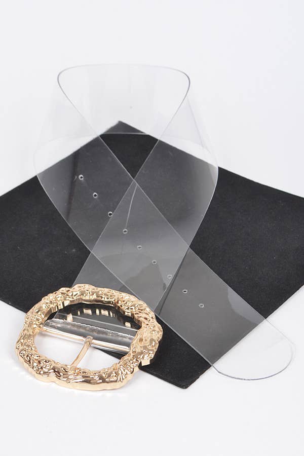 Big Vintage Round Metal Buckle Clear Belt