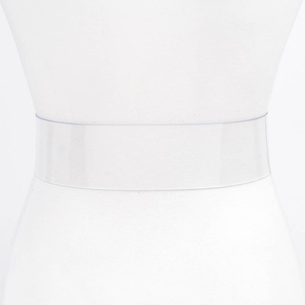 Wide Transparent Plus Size Belt W/Rhinestone Buckle No