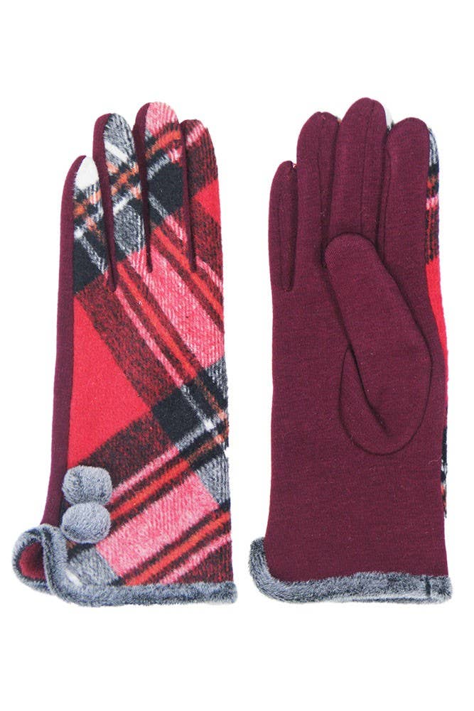 Plaid and Check Smart Touch Gloves