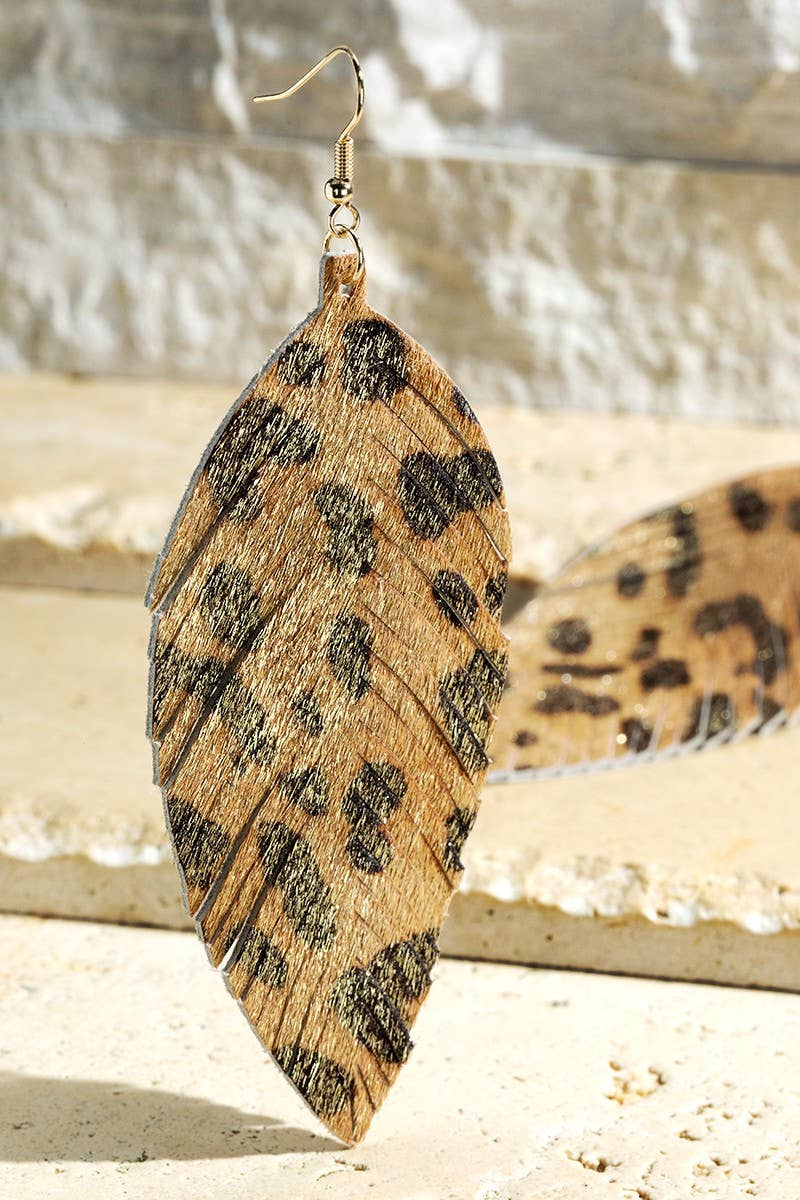Animal Print Genuine Leather Earrings