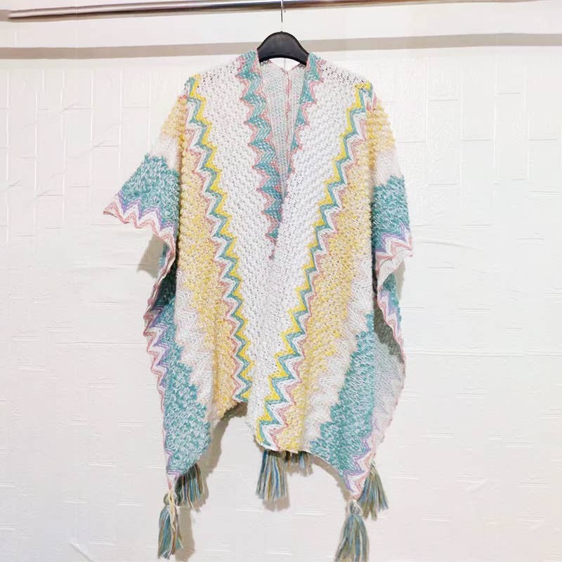 Western Colorful Pop stripe Crochet Cardigan kimono shawl