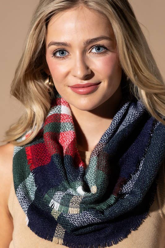 Basic Everyday Plaid Infinity Scarf