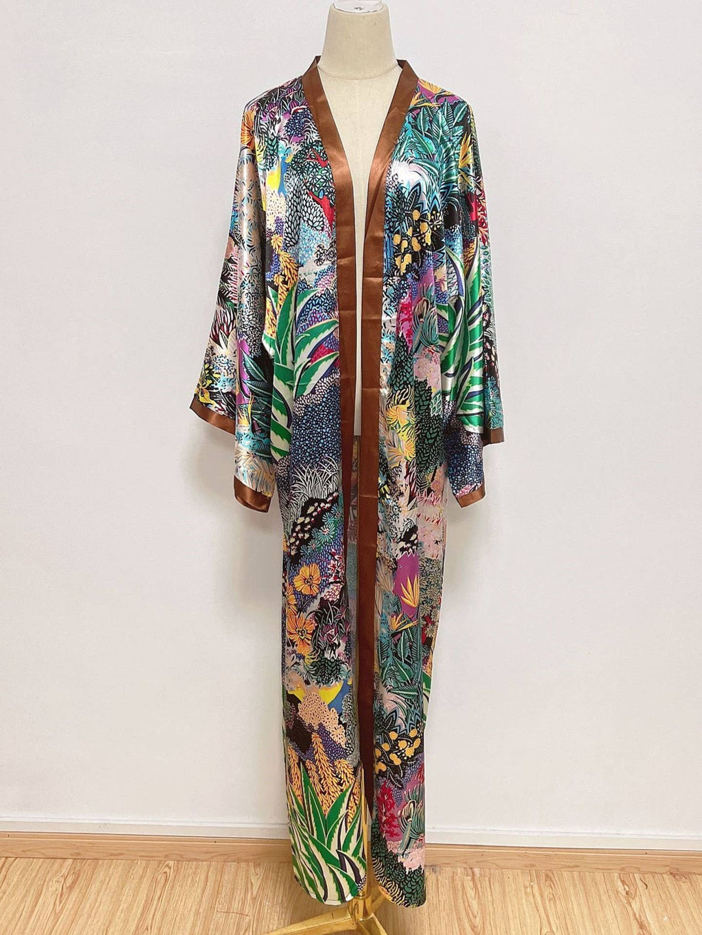 Satin Boho Floral Printed Kimono Cardigan 14 Colors