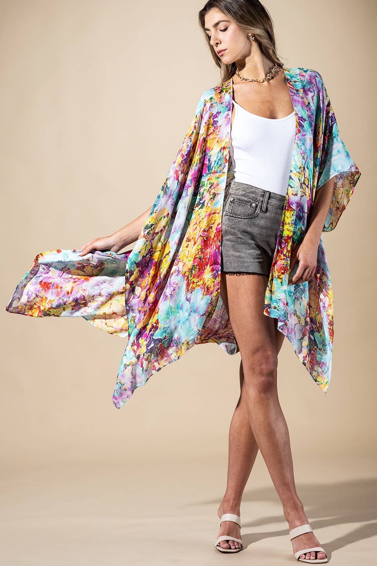 Wild Petal Viscose Kimono