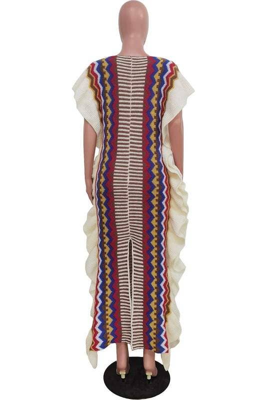 Knitted ruffle long dress