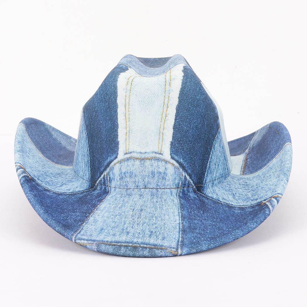 Cotton Denim Print Cowboy Hat
