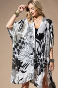 Monochrome Bloom Viscose Kimono