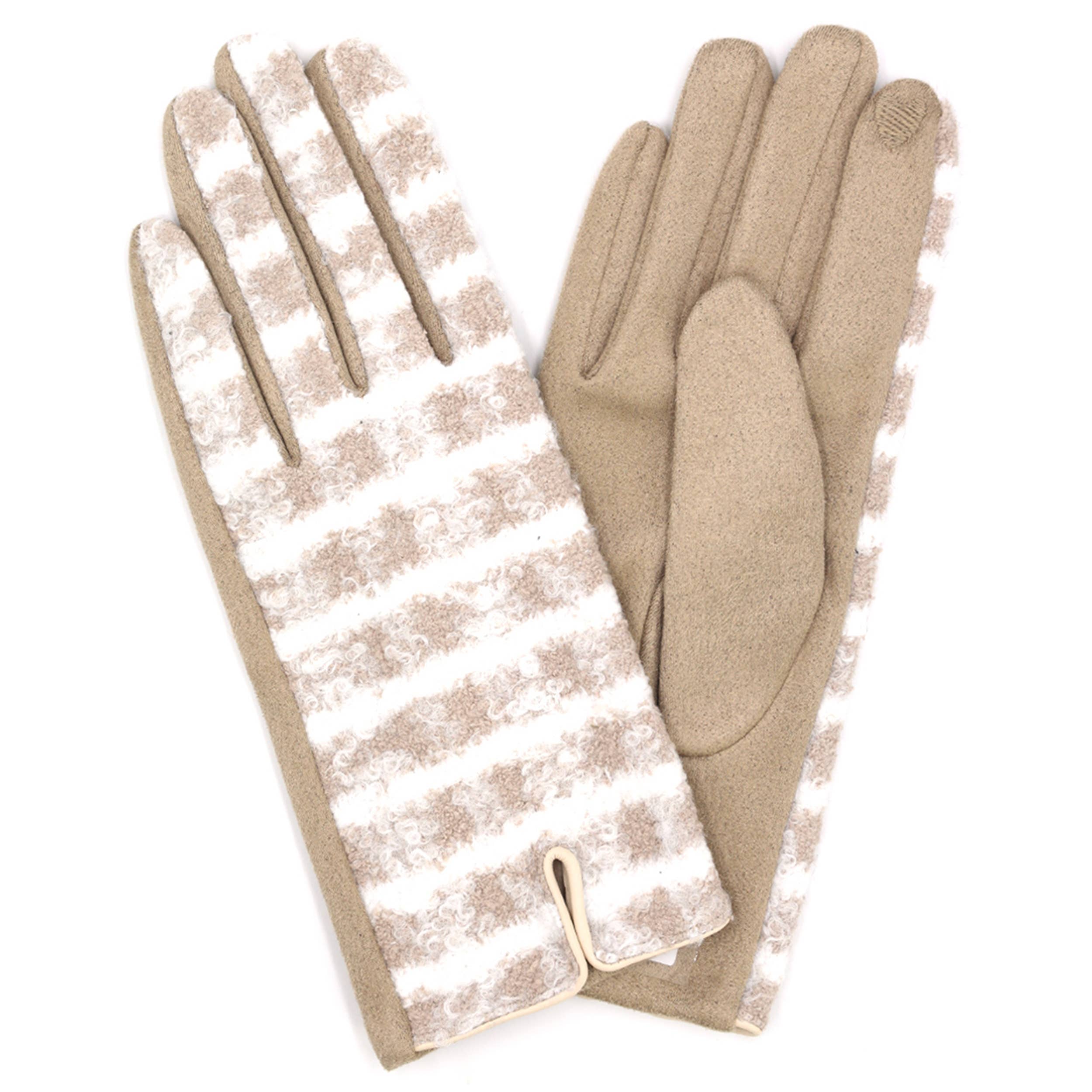 Fuzzy Check Plaid Pattern Smart Touch Gloves