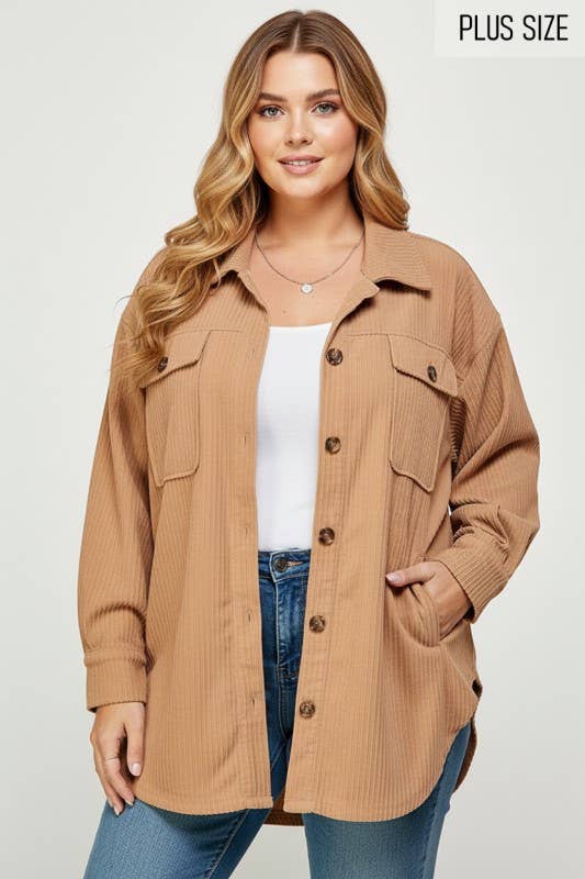 Corduroy Shacket with Pockets 5195XJK