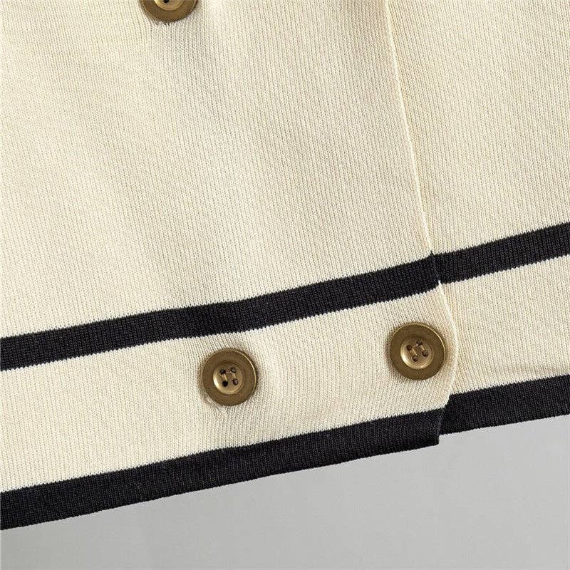 Knitted Wide Leg Pants And Cardigan Sweater Set