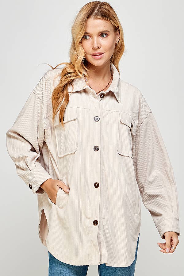 Corduroy Shacket with Pockets 5195XJK
