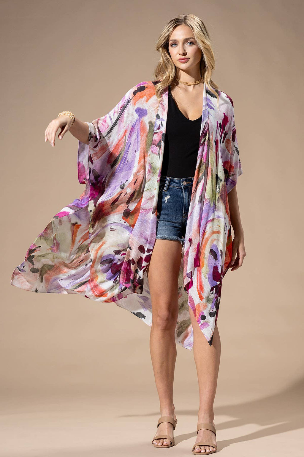 Watercolor Multi Viscose Kimono