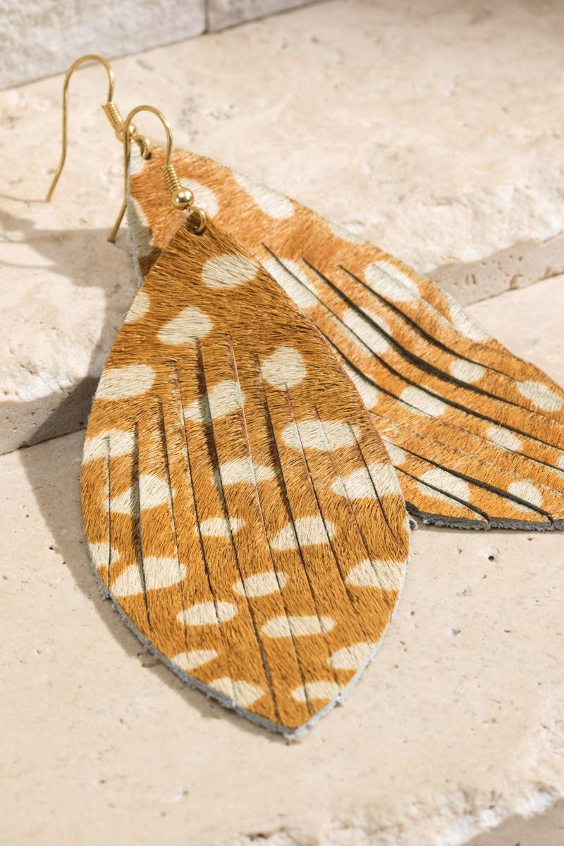 Genuine Leather Feather Earrings