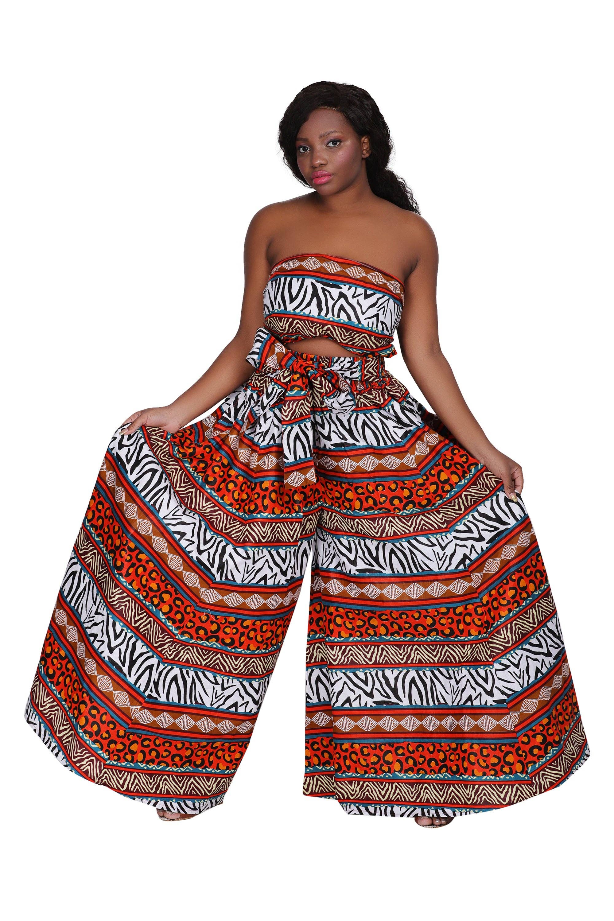 African Multi Animal Print Palazzo/Wide Leg Infinity Pants