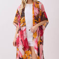 Abstract Modern Art-Inspired Print Silky Feel Kimono