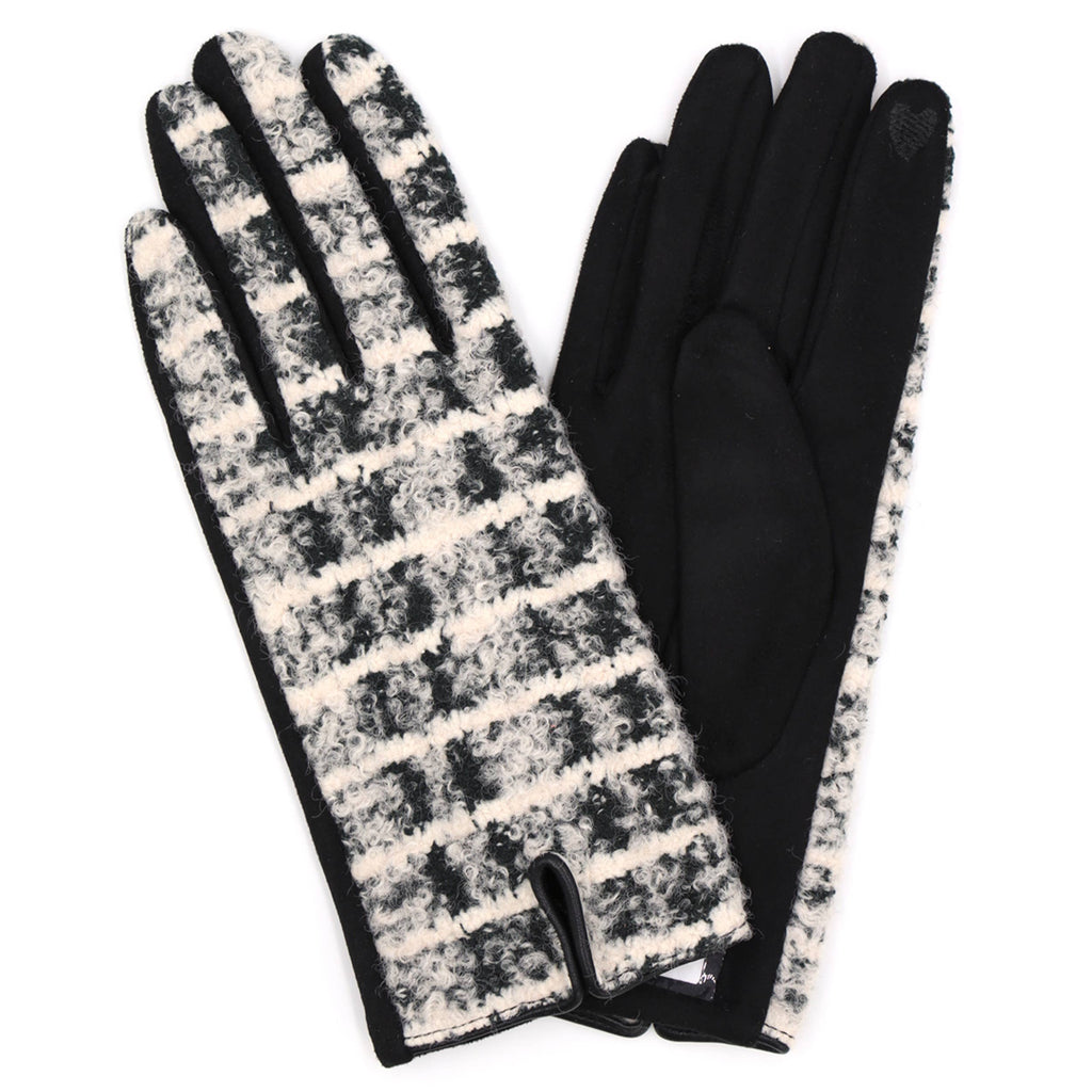 Fuzzy Check Plaid Pattern Smart Touch Gloves