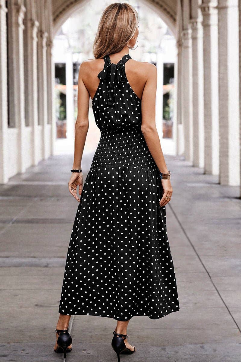 Halter Polka Dot Polka Dot Maxi Dress