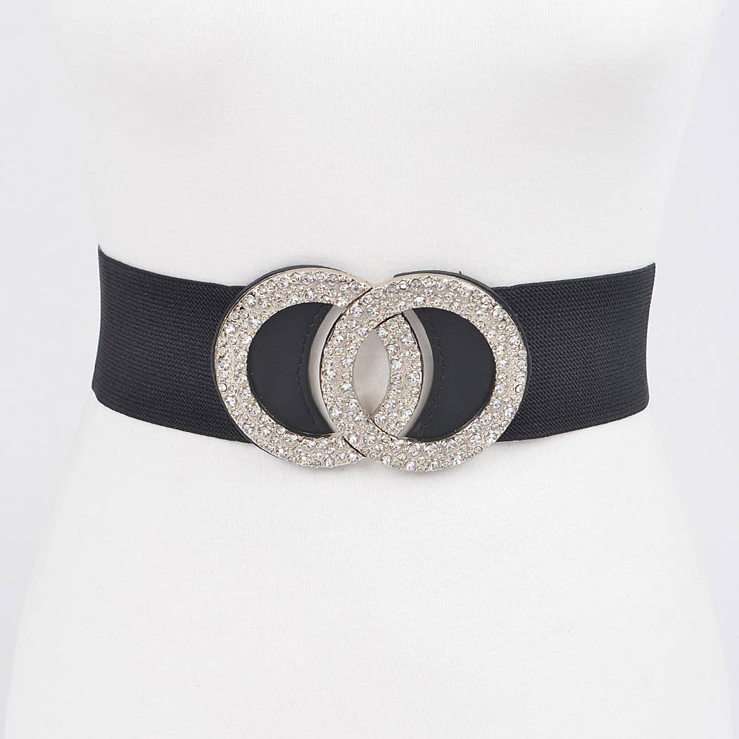 Rhinestone Buckle Plus Size Elastic Belt